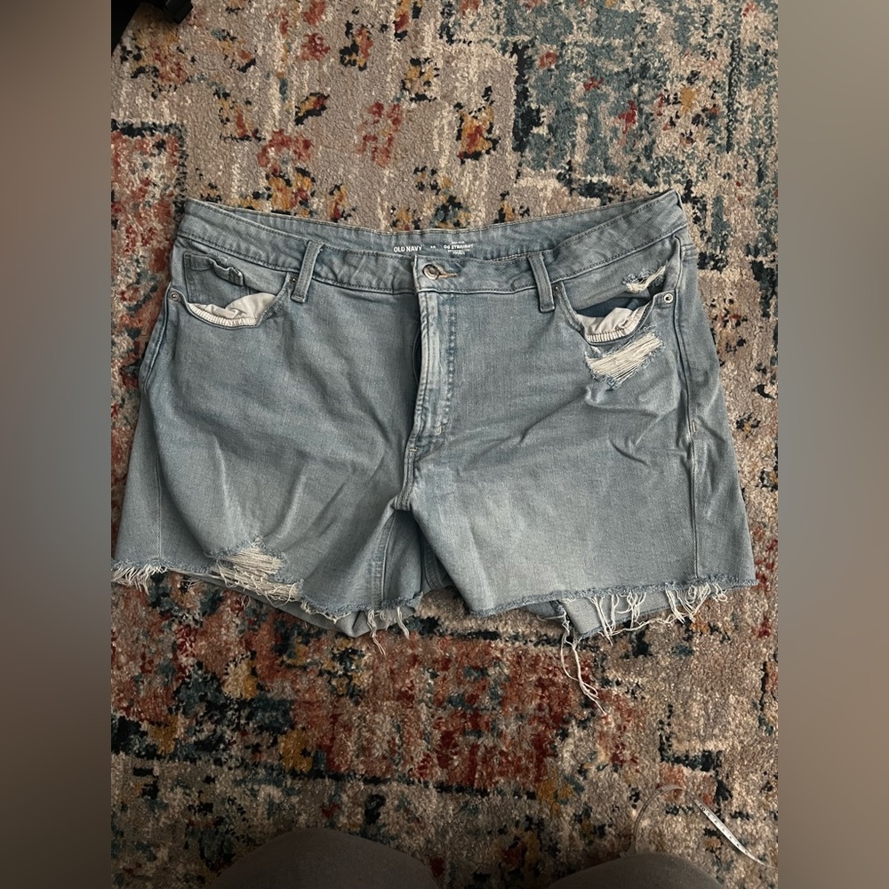 Old Navy Distressed High-Rise OG Straight Jean Shorts 20